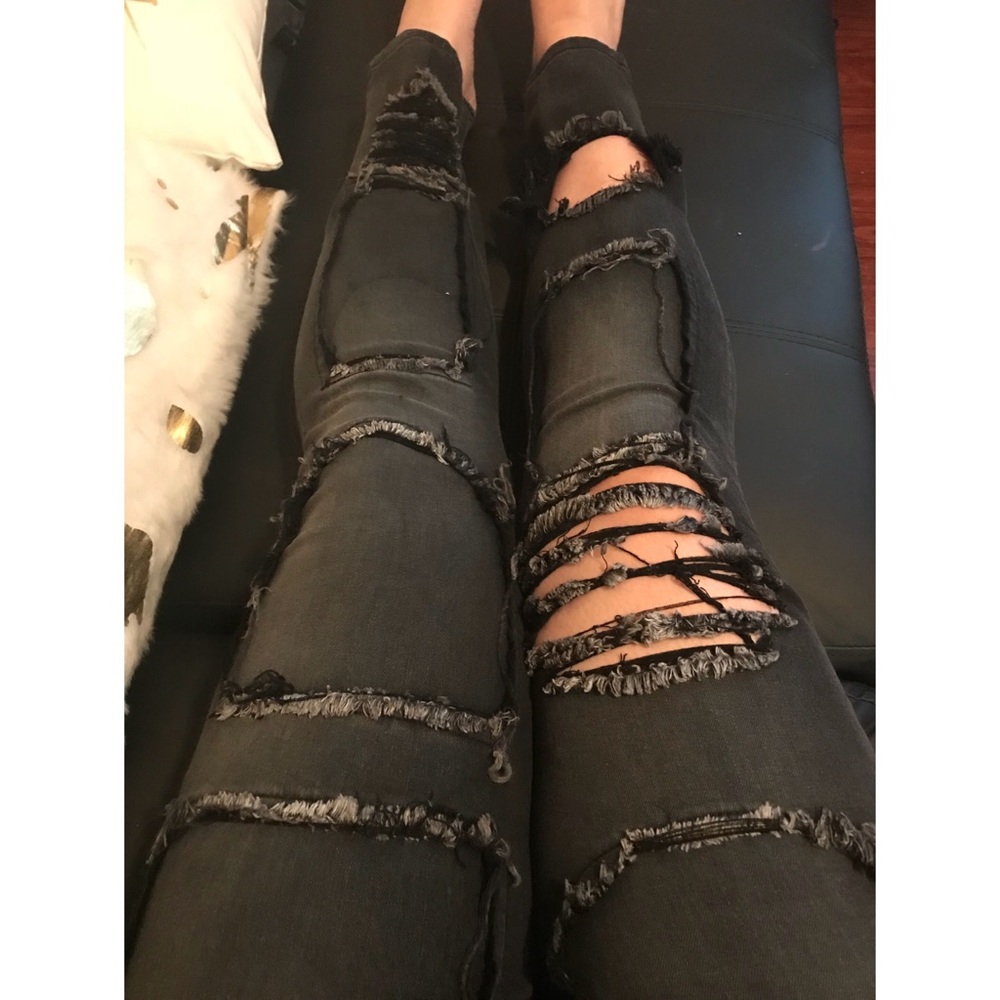 Fashion nova black distressed jeans